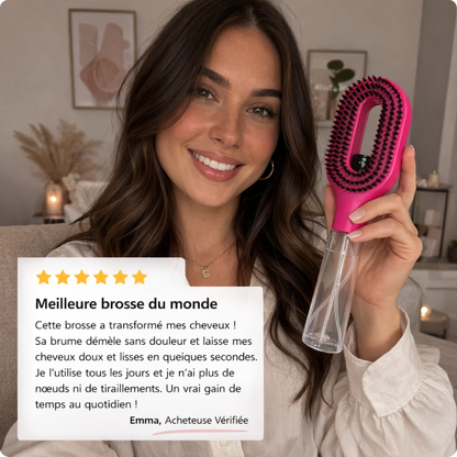 Brushydro Bleu: Brosse Vaporisateur 2-en-1 – Démêle & Hydrate