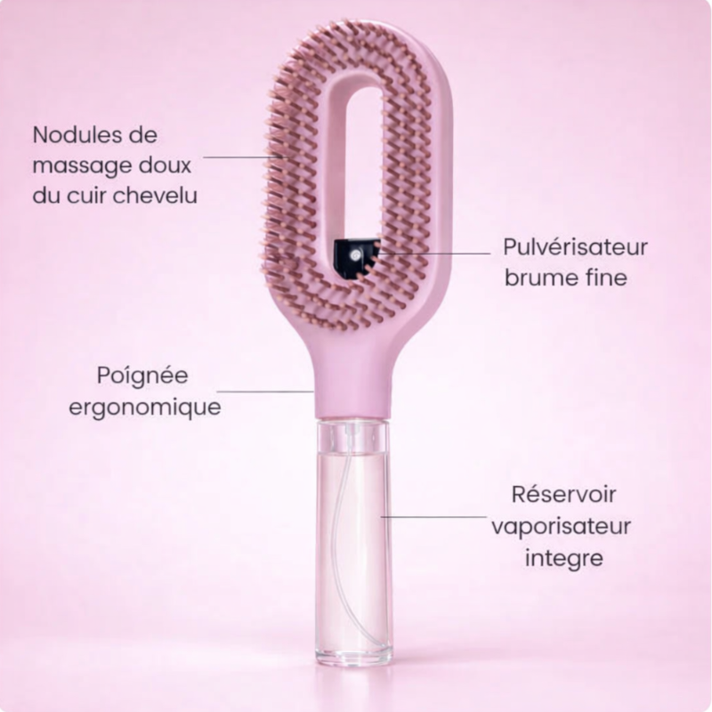 Brushydro Orange: Brosse Vaporisateur 2-en-1 – Démêle & Hydrate