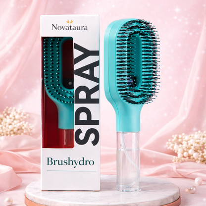 Brushydro Bleu: Brosse Vaporisateur 2-en-1 – Démêle & Hydrate