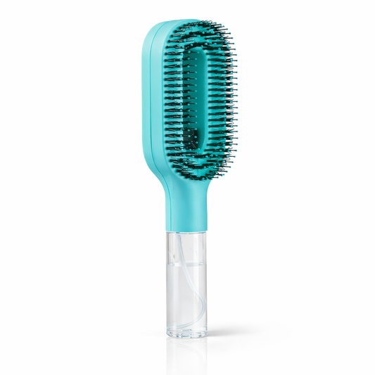 Brushydro Bleu: Brosse Vaporisateur 2-en-1 – Démêle & Hydrate